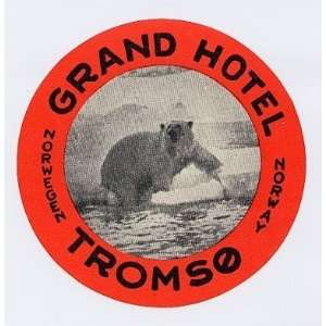  Grand Hotel Tromso Norway Luggage Label Polar Bear 