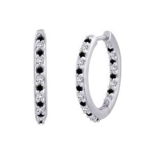   Alternating Black and White Diamond Hoop Earrings Katarina Jewelry