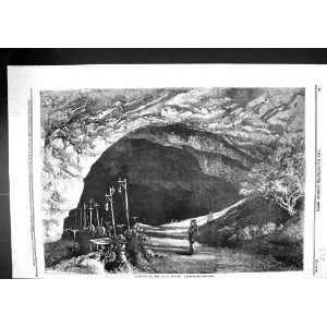  1860 Entrance Peak Cavern Cave Derbyshire England Antique 