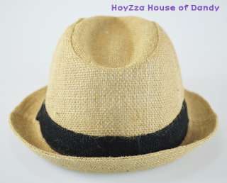 Mens Summer Cool Straw Fedora Hat (Natural/Black band)2  