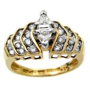  1.15ct Trillion Cut & Round Diamond Ring 10k Yellow Gold 
