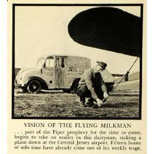 1940 Print Milkman William Piper Aircraft Castanba Dairy Jersey Plane 