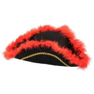  Red Fur Tricorner Pirate Hat Toys & Games