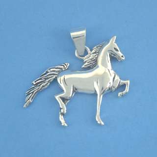 C319 Sterling Silver Trotting Horse Pendant Free S/H  