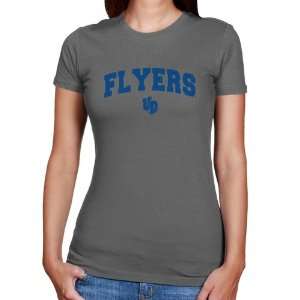  Dayton Flyers Ladies Charcoal Logo Arch T shirt Sports 