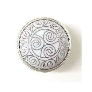  White Cloisonn? Tribal Pattern Knob   42mm LQ PBF560Y W C 