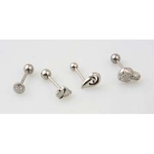    Assortment of 4 straight designed steel Barbells   14g Jewelry