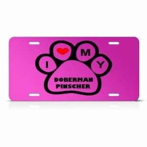  Doberman Pinscher Dog Dogs Pink Animal Metal License Plate 
