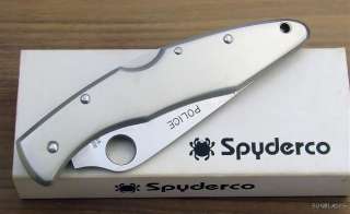 Spyderco Rare Police Model Tufram Aluminum Plain Edge Pocket Knife 