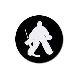 Hockey goalie player Round Rubber Coaster set 4 pack Great Gift Idea
