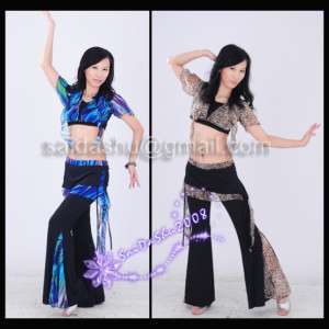 GD】tribal belly dance costume top pants set black new  