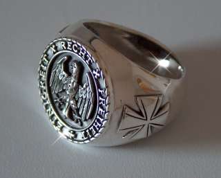 NOBLE GERMAN EAGLE SILVER RING OF HONOUR   IRON CROSS  