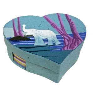 Mr. Ellie Pooh Elephant Dung Paper Heart Shaped Note Box Robins Egg 