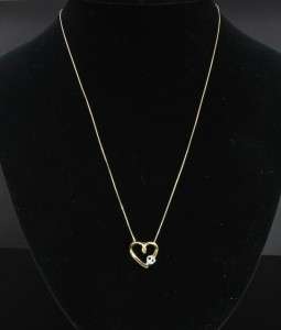 Two Tone 14K Gold Diamond Open Heart Pendant Necklace  