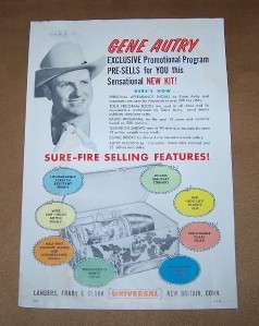 GENE AUTRY RARE 1954 LUNCH BOX & THERMOS ADVERTISEMENT  