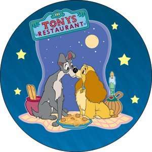  LADY & TRAMP Spaghetti KISS Love MoonLight BUTTON PIN 