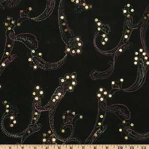   Embroidered Corduroy Black Fabric By The Yard Arts, Crafts & Sewing
