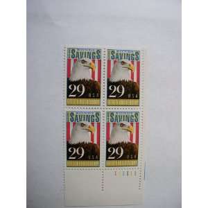   Stamps, 1991 Plate Block of 4, Savings Bonds, S# 2534 