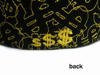 NEW* DOLLAR HIPHOP FITTED CAP FLAT BILL BLACK $$  