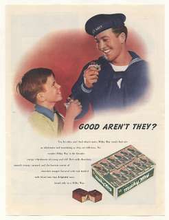 1943 Milky Way Candy Bar US Navy Sailor Boy Print Ad  