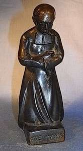 SIGNED AVE MARIA PRIEST STATUE VINTAGE EUROPEAN XF44  