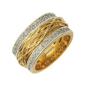   18K Gold Plated Clear Cubic Zirconia Thread Fashion Design Band Ring