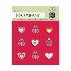   Brads 9/Pkg Hearts & Lady Bugs; 3 Items/Order
