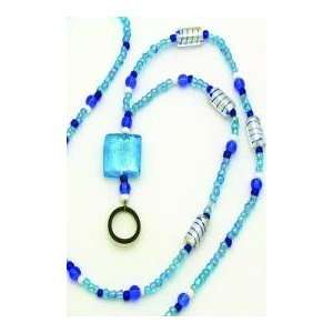  Aqua Blue Identification Holder & Beaded Lanyard