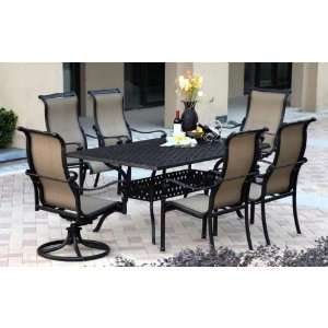  72 Rectangular Table 6 High Back Sling Chairs Dining Set 