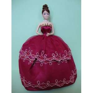  Beautiful Maroon Strapless Ball Gown Made to Fit the 