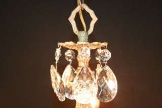 b52 CUTE Petite Antique French Style Brass Crystal 5 light Chandelier 