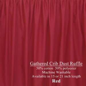    Cute Cribskirt in RED 15 inch long Crib Dust ruffle, Gathered Baby