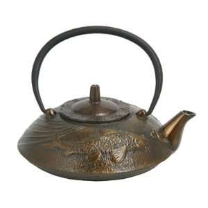  Bronze Japanese Koi Cast Iron Teapot