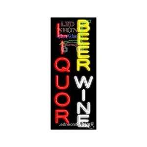 Liquor Beer Wine Neon Sign 13 Tall x 32 Wide x 3 Deep