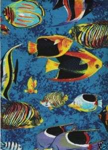 FISH Window Valance Blue w/ Bright Topical Fishes  