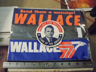George Wallace Bumper Stickers & Window Decal. Ex Unuse  