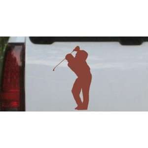 Brown 10in X 6.2in    Golf Swing Sports Car Window Wall Laptop Decal 