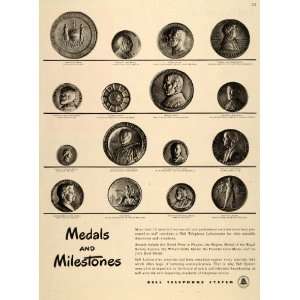 1946 Ad Bell Telephone Medal Milestone Nobel Hughes   Original Print 