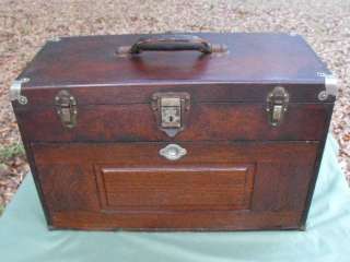 Nice Early 1900s Gerstner Tiger Oak 7 Drawer Machinist Tool Box  
