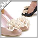 SHOES CLIP VINTAGE SPANGLE CUTE RIBBON CORSAGE [BLACK]  