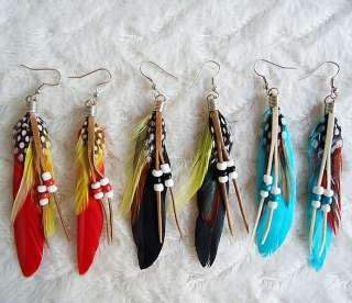 wholesale mix 12pairs India tone feather earrings  