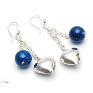  Lapis lazuli heart earrings, Serene Blue Jewelry