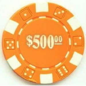  Las Vegas Gold Casino $500 Poker Chips, Set of 25 Sports 