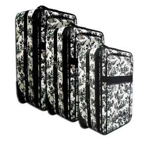  Toile Print Designer 3pc Luggage Set (Black Toile 