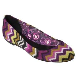   TARGET Womens Knit Zig Zag Ballet Flats Shoes Purple Fuschia Multi