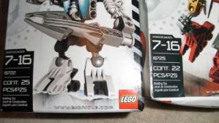 LEGO BIONICLE MATORAN BALTA AND KAZI; NEW IN BOXES 8722 8725 47 PIECES 