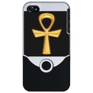 iPhone 4 or 4S Slider Case Silver Egyptian Gold Ankh Black 