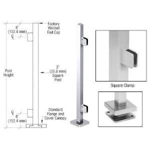  CRL Polished Stainless 36 Steel Square Glass Clamp End Square Post 
