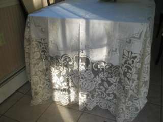   Embroidered Lace Linen Banquet Tablecloth Buratto Drawnwork  