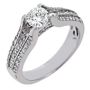   Ring Cathedral Setting 14K White Gold (1 Carat, VS 1 Clarity, F Color